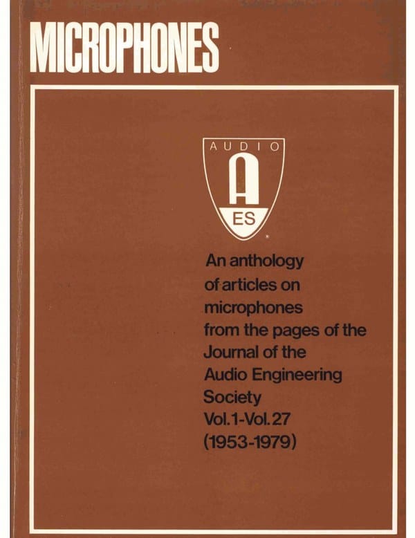 Cover of Microphones, an AES anthology with a brown cover and AES logo.