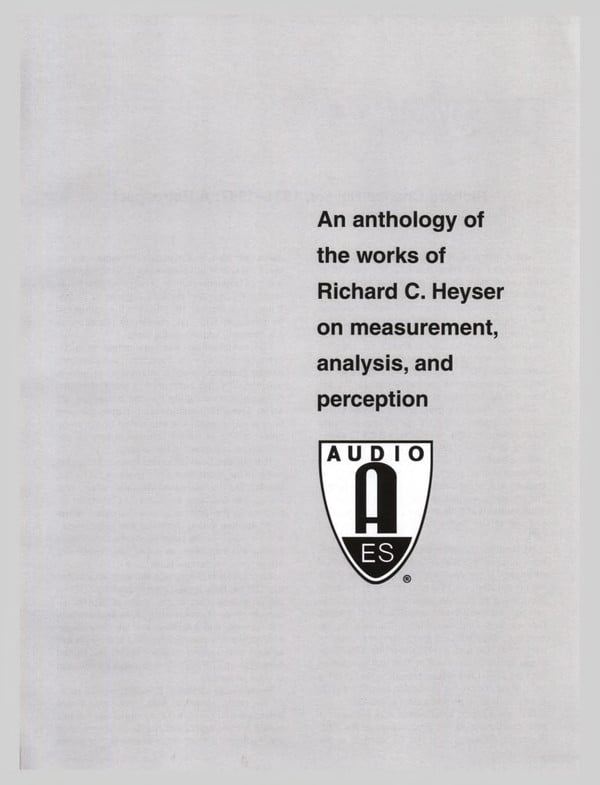 Cover of Heyser anthology Time Delay Spectometry